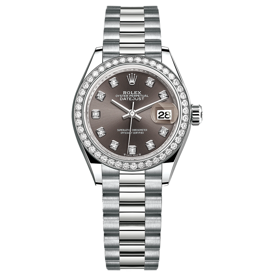 Rolex 1:1 Super Clone Lady-Datejust Dark Grey Diamond Dial Diamond Bezel 28mm 279139RBR