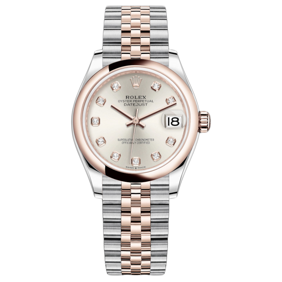 Rolex 1:1 Super Clone Datejust Silver Diamond Dial Domed Bezel 31mm 278241