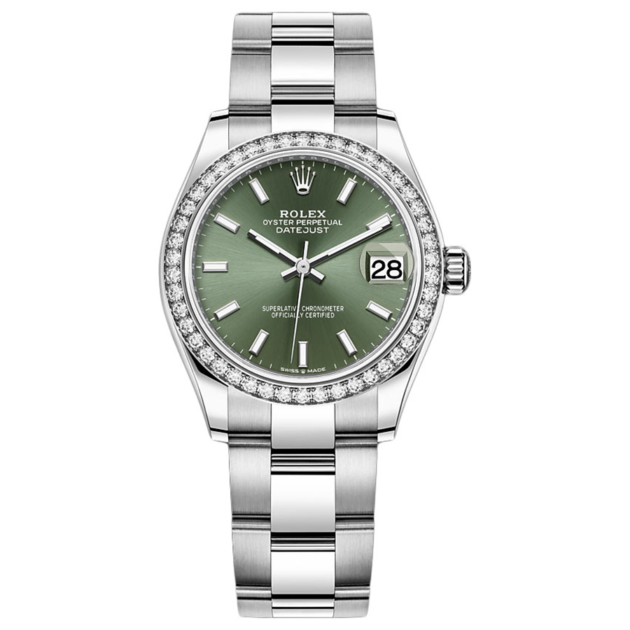 Rolex 1:1 Super Clone Datejust Mint Green Dial Diamond Bezel 31mm 278384RBR