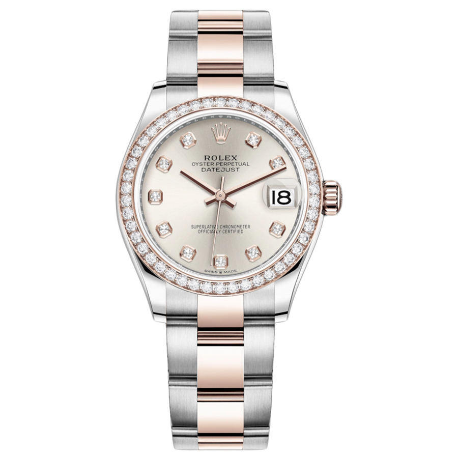 Rolex 1:1 Super Clone Datejust Silver Diamond Dial Diamond Bezel 31mm 278381RBR