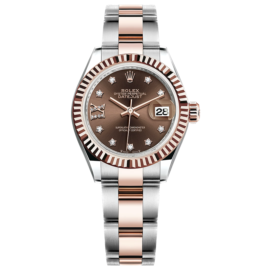 Rolex 1:1 Super Clone Lady-Datejust Chocolate Diamond Star Dial Fluted Bezel 28mm 279171