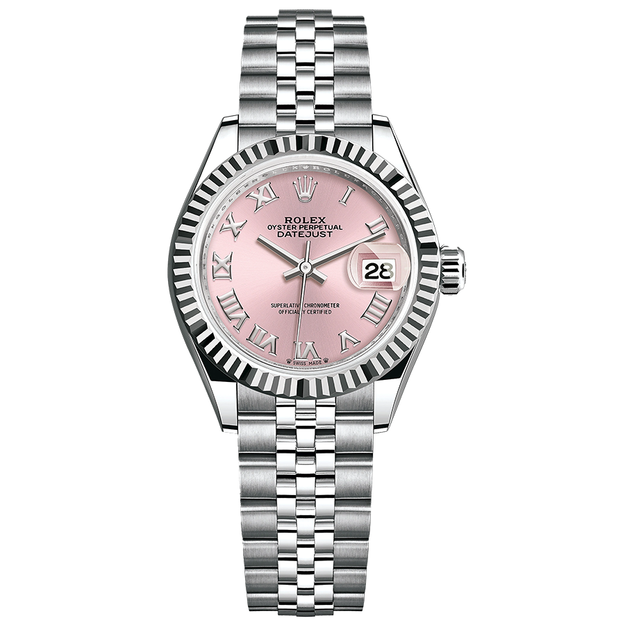Rolex 1:1 Super Clone Lady-Datejust Pink Roman Numeral Dial Fluted Bezel 28mm 279174