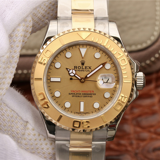Rolex 1:1 Super Clone Yacht-Master 1 Goldmix ( Gold & Blue Dial ) Stainless Steel 40mm