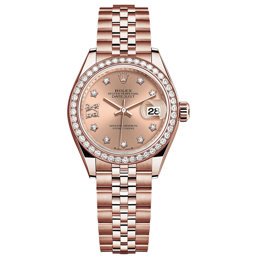 Rolex 1:1 Super Clone Lady-Datejust Rose Diamond Star Dial Diamond Bezel 28mm 279135RBR