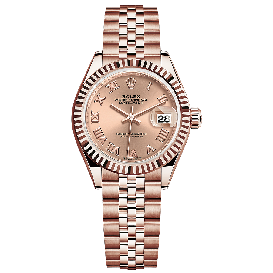 Rolex 1:1 Super Clone Lady-Datejust Rose Roman Numeral Dial Fluted Bezel 28mm 279175
