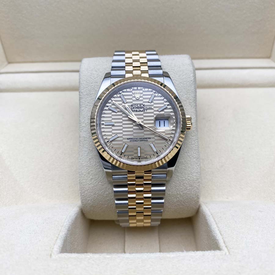 Rolex 1:1 Super Clone Datejust Golden Fluted Motif Fluted Dial 36mm 126233