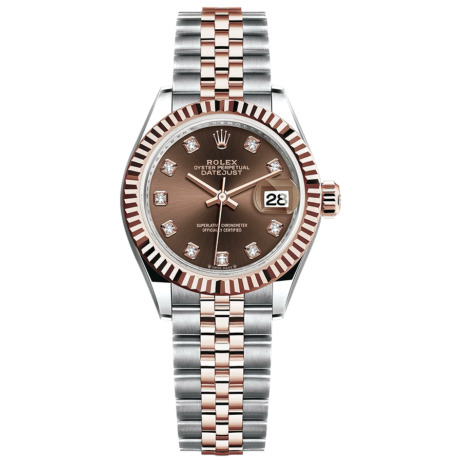 Rolex 1:1 Super Clone Lady-Datejust Chocolate Diamond Dial Fluted Bezel 28mm 279171