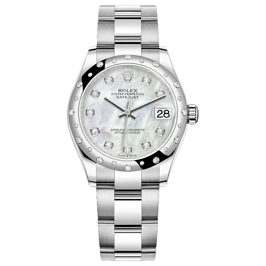 Rolex 1:1 Super Clone Datejust Mother Of Pearl Diamond Dial Diamond-Set Bezel 31mm 278344RBR