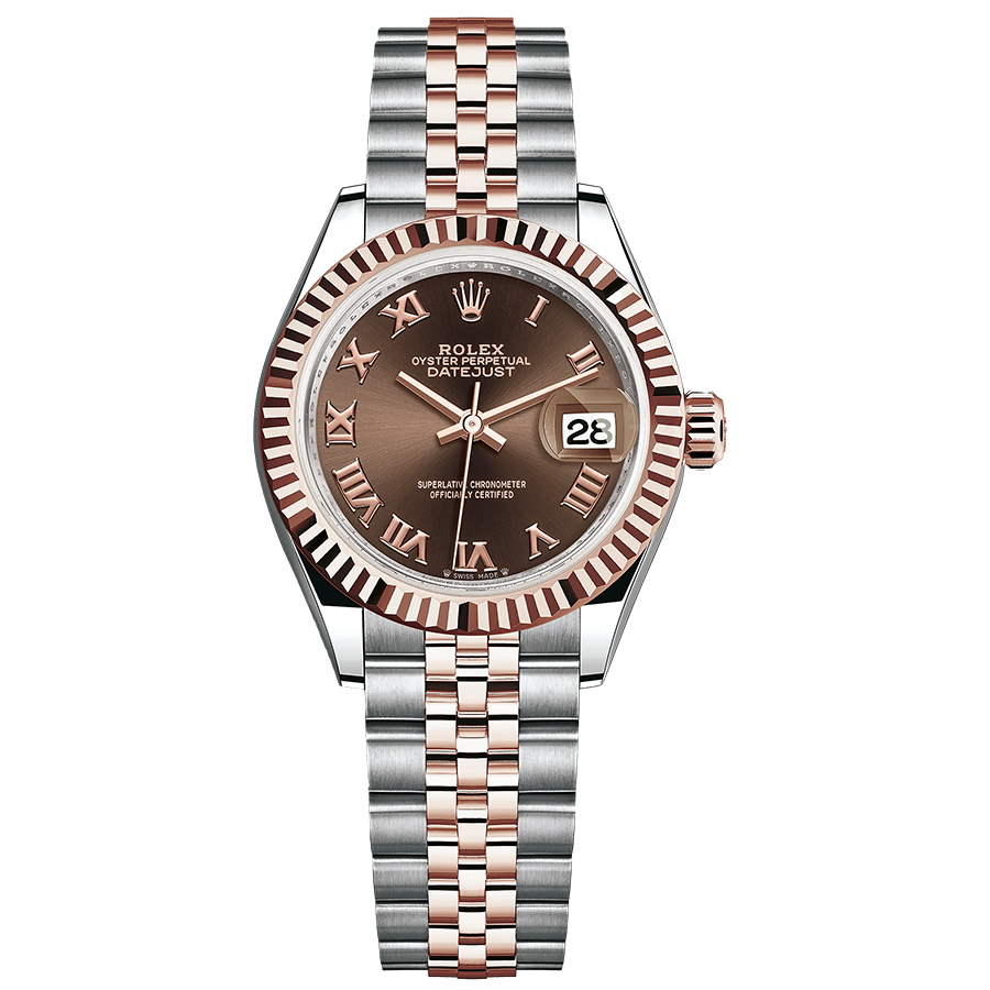 Rolex 1:1 Super Clone Lady-Datejust Chocolate Roman Numeral Dial Fluted Bezel 28mm 279171