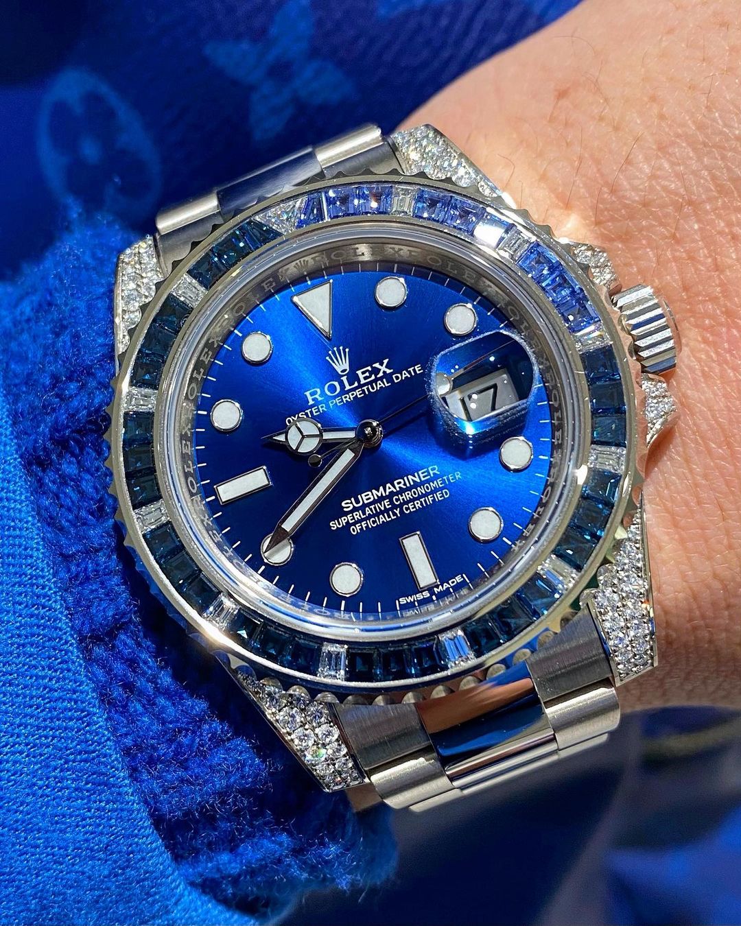 Rolex 1:1 Super Clone Submariner Date 116659 SABR 18K White Gold Diamonds Sapphires UNWORN
