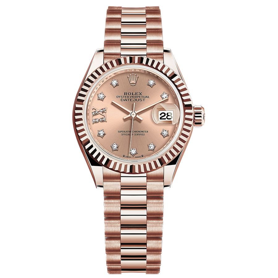 Rolex 1:1 Super Clone Lady-Datejust Rose Diamond Star Dial Fluted Bezel 28mm 279175