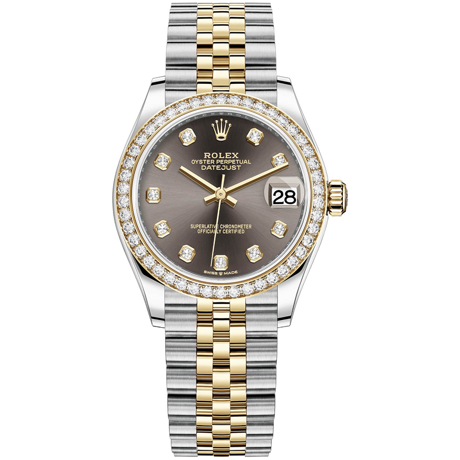 Rolex 1:1 Super Clone Datejust Dark Grey Diamond Dial Diamond Bezel 31mm 278383RBR