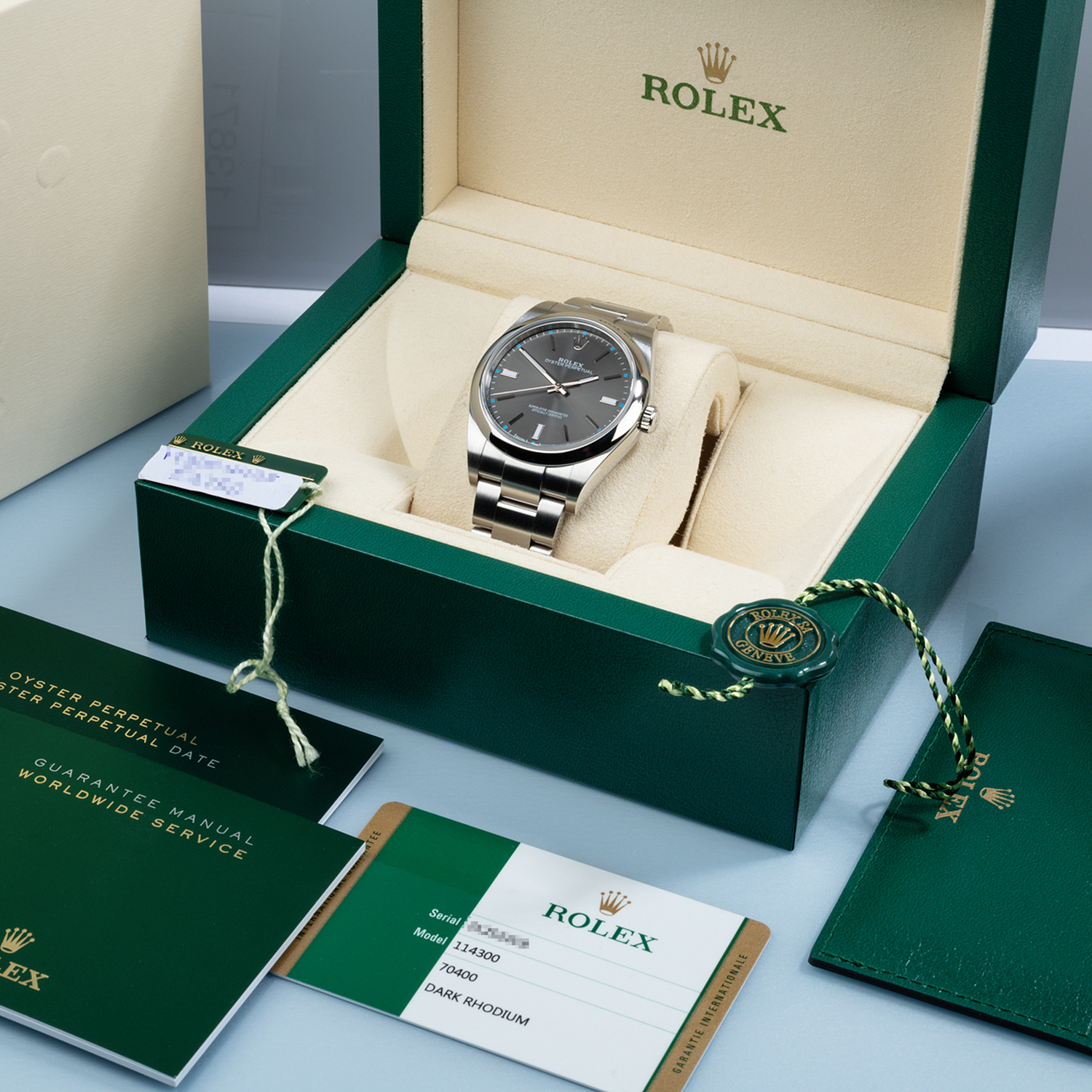 Rolex 1:1 Super Clone Oyster Perpetual 39mm Dark Rhodium Dial Watch 114300-0001