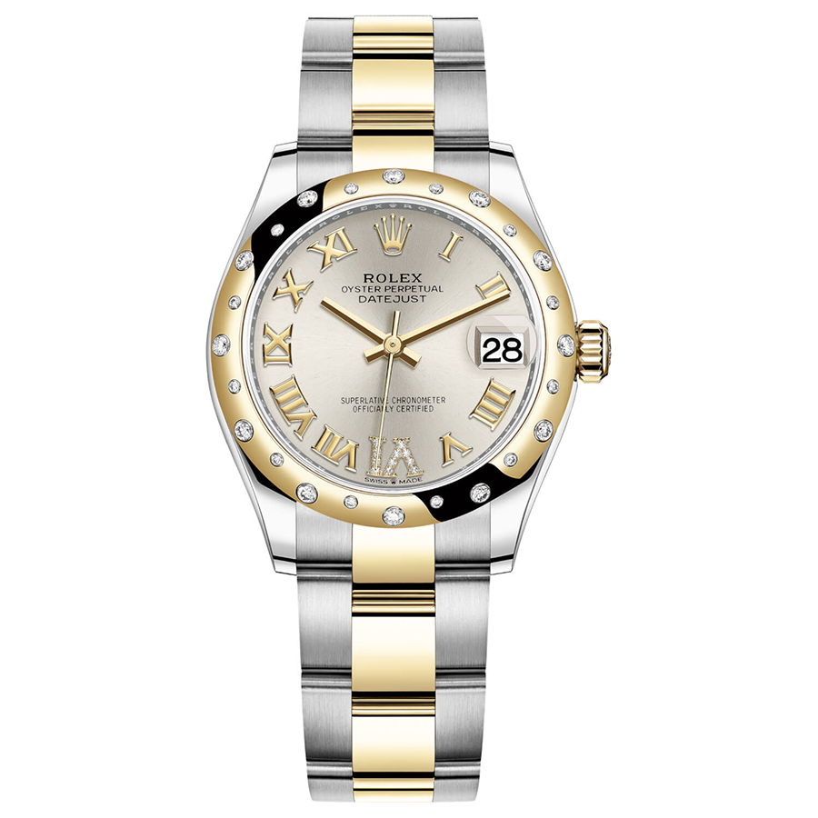 Rolex 1:1 Super Clone Datejust Silver Diamond Roman Numeral Dial Diamond-Set Bezel 31mm 278343RBR