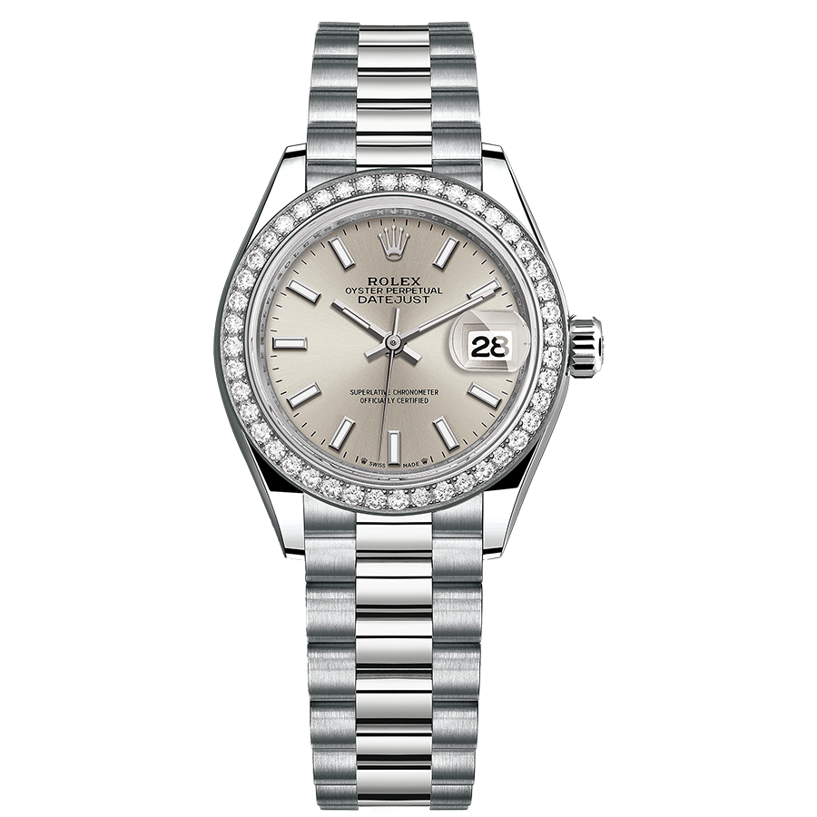 Rolex 1:1 Super Clone Lady-Datejust Silver Dial Diamond Bezel 28mm 279139RBR