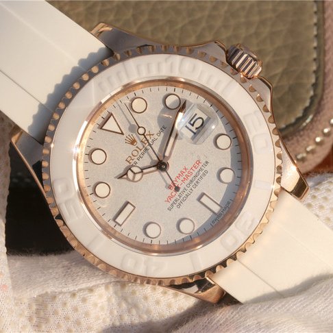 Rolex 1:1 Super Clone Yacht-Master 1 Baymax Rose Gold Mix White Rubber Strap 40mm