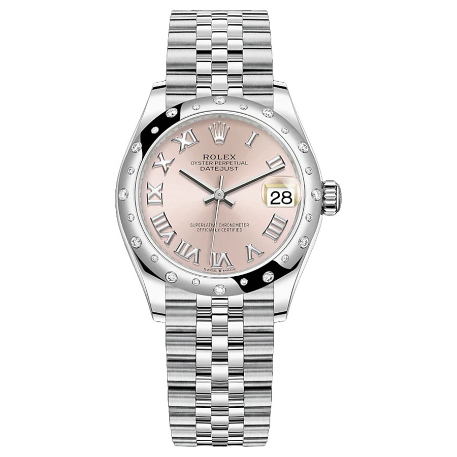 Rolex 1:1 Super Clone Datejust Pink Roman Numeral Dial Diamond-Set Bezel 31mm 278344RBR