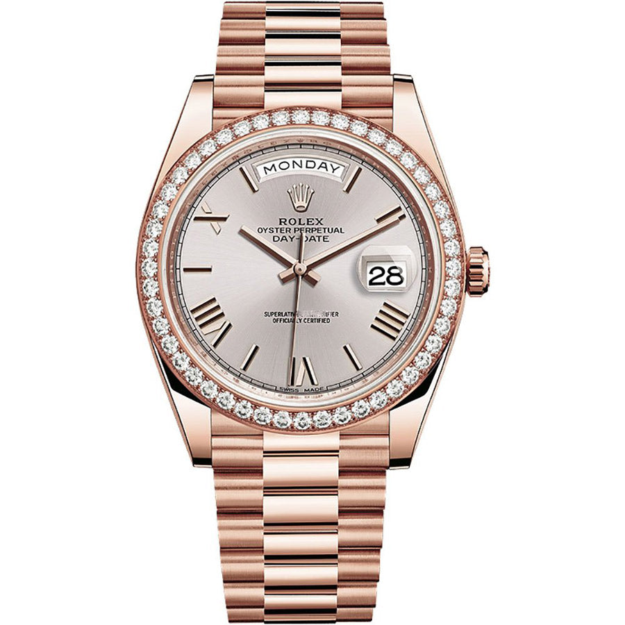 Rolex 1:1 Super Clone Day-Date 40 Presidential 228345 Diamond Bezel Sundust Dial