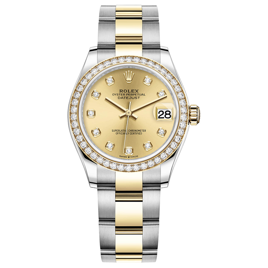 Rolex 1:1 Super Clone Datejust Champagne Diamond Dial Diamond Bezel 31mm 278383RBR