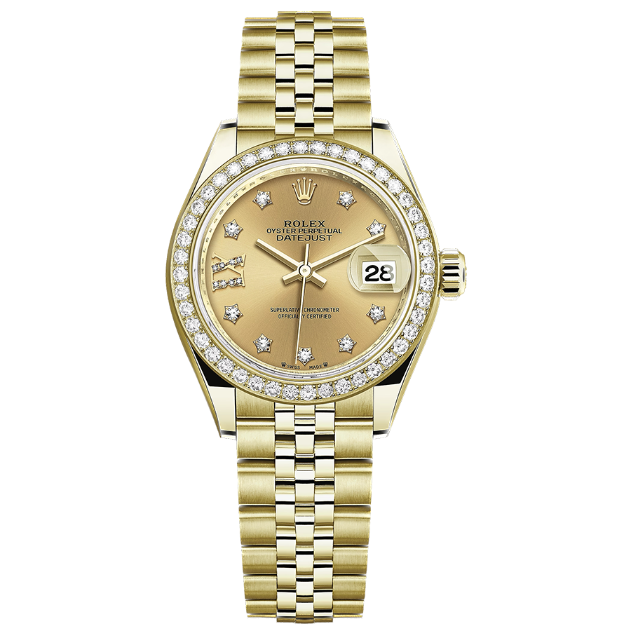 Rolex 1:1 Super Clone Lady-Datejust Champagne Diamond Star Dial Diamond Bezel 28mm 279138RBR