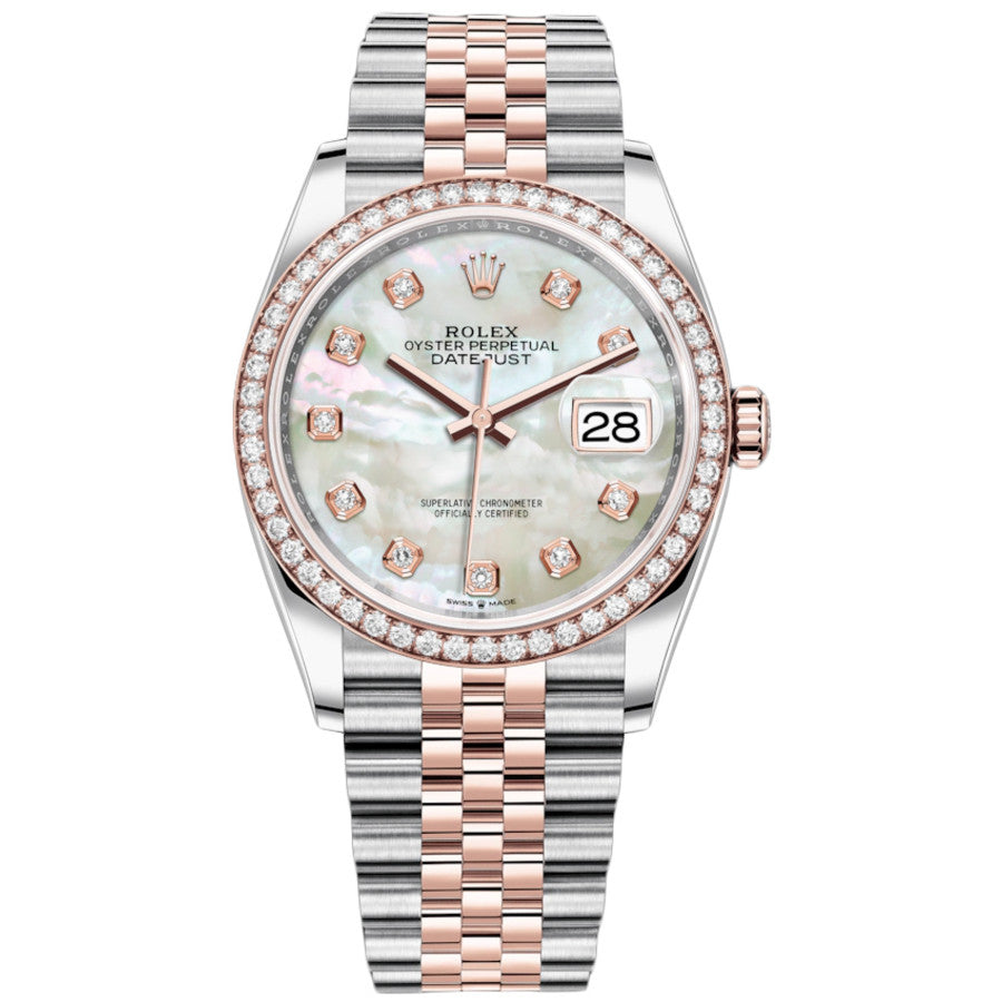 Rolex 1:1 Super Clone Datejust Mother Of Pearl Diamond Dial Diamond Bezel 36mm 126281RBR