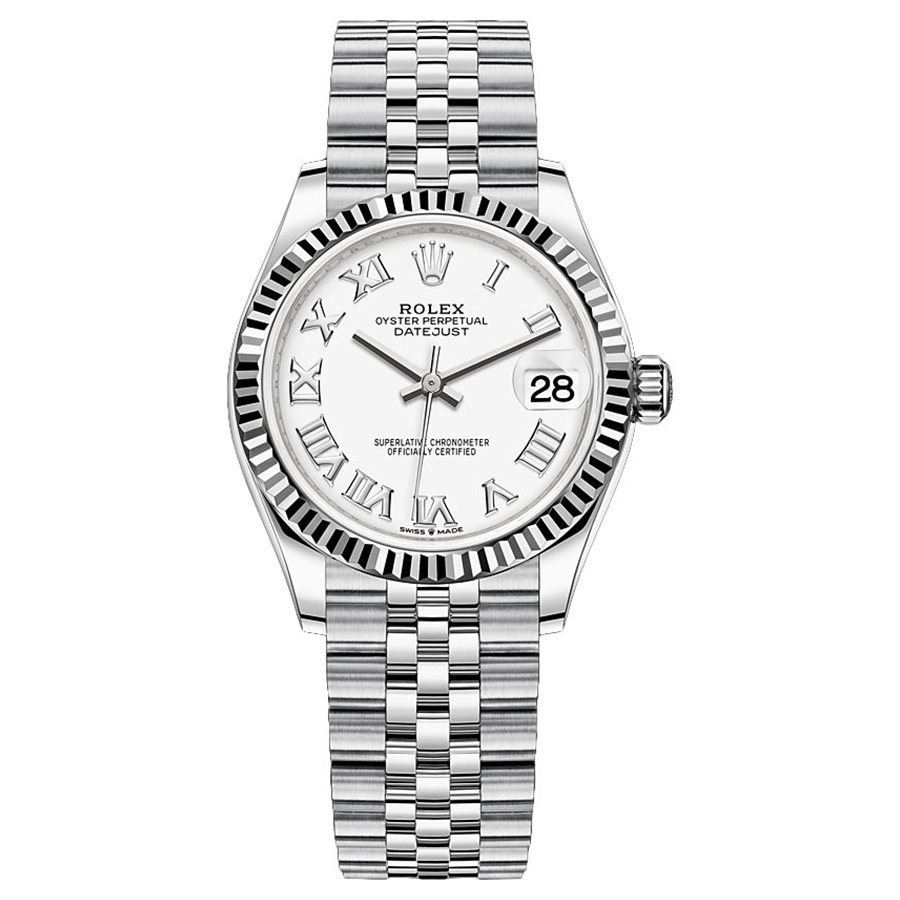 Rolex 1:1 Super Clone Datejust White Roman Numeral Dial Fluted Bezel 31mm 278274