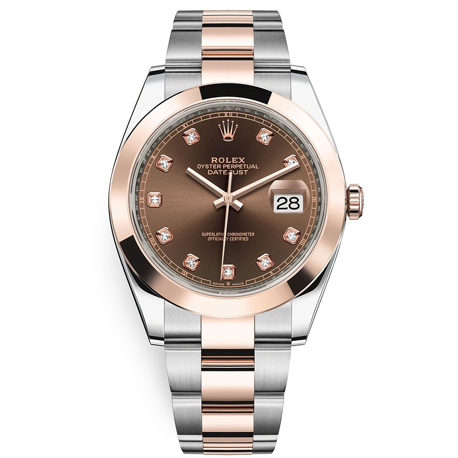 Rolex 1:1 Super Clone Datejust 41mm Chocolate Diamond Dial Smooth Bezel 126301