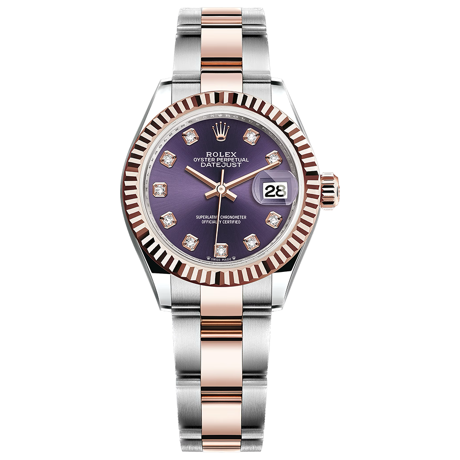Rolex 1:1 Super Clone Lady-Datejust Purple Diamond Dial Fluted Bezel 28mm 279171