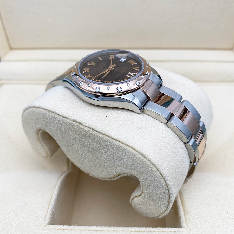Rolex 1:1 Super Clone Datejust 31mm Chocolate Diamond Roman Dial Rose/Diamond Bezel 278341RBR