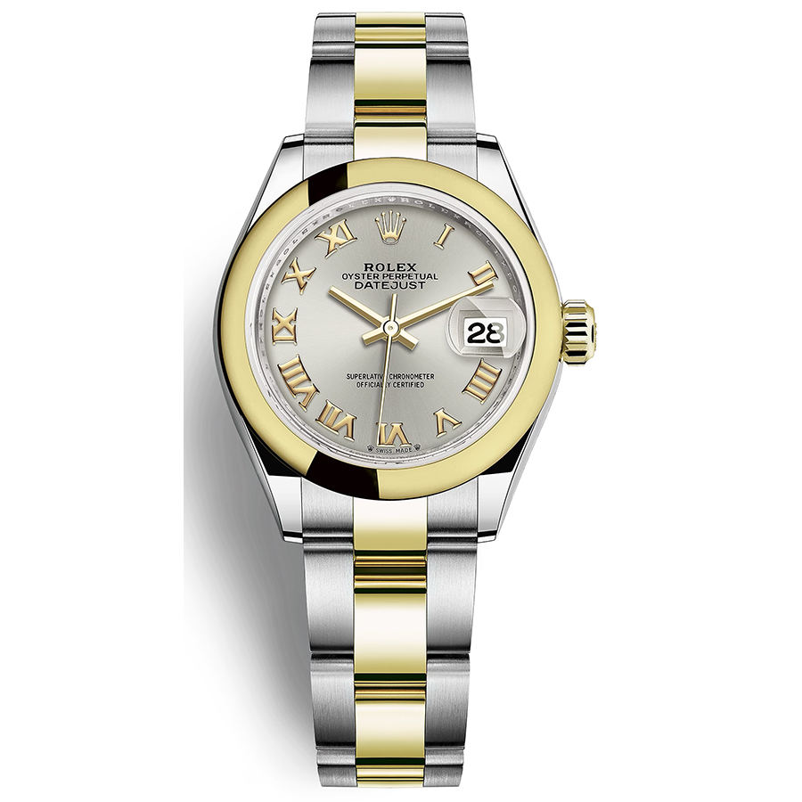 Rolex 1:1 Super Clone Lady-Datejust Silver Roman Numeral Dial Domed Bezel 28mm 279163
