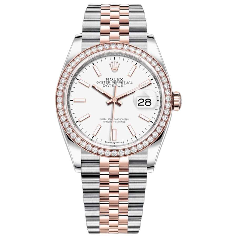 Rolex 1:1 Super Clone Datejust White Dial Diamond Bezel 36mm 126281RBR