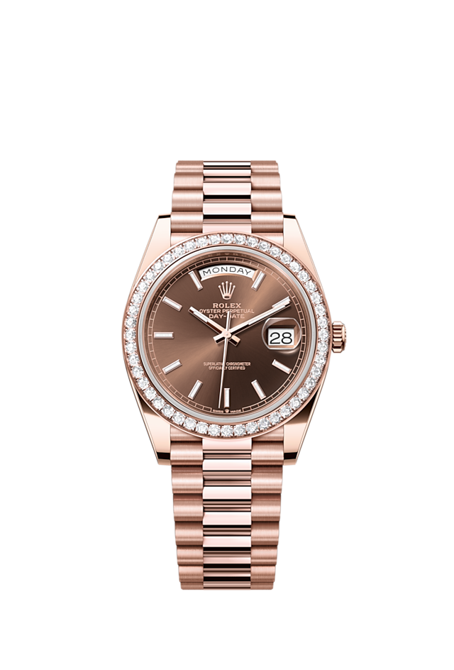 Rolex 1:1 Super Clone Day-Date Oyster, 40 mm, Everose gold and diamonds m228345rbr-0024