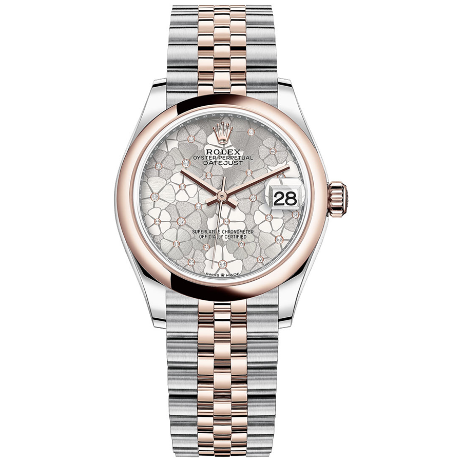 Rolex 1:1 Super Clone Datejust Silver Floral Motif Dial Domed Bezel 31mm 278241