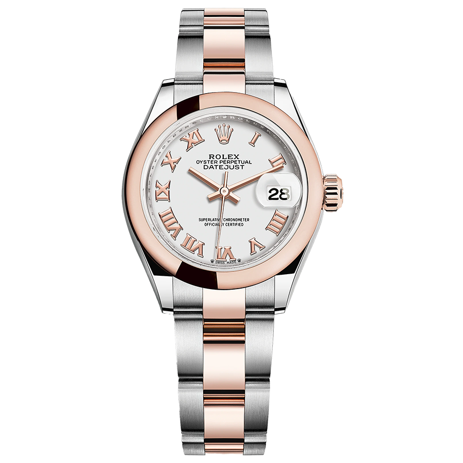 Rolex 1:1 Super Clone Lady-Datejust White Roman Numeral Dial Domed Bezel 28mm 279161
