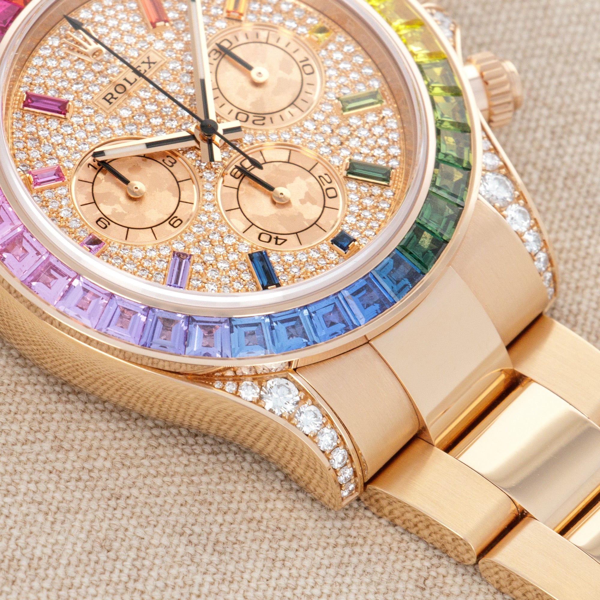 Rolex 1:1 Super Clone Cosmograph Rose Gold Rainbow Daytona 116595 40mm