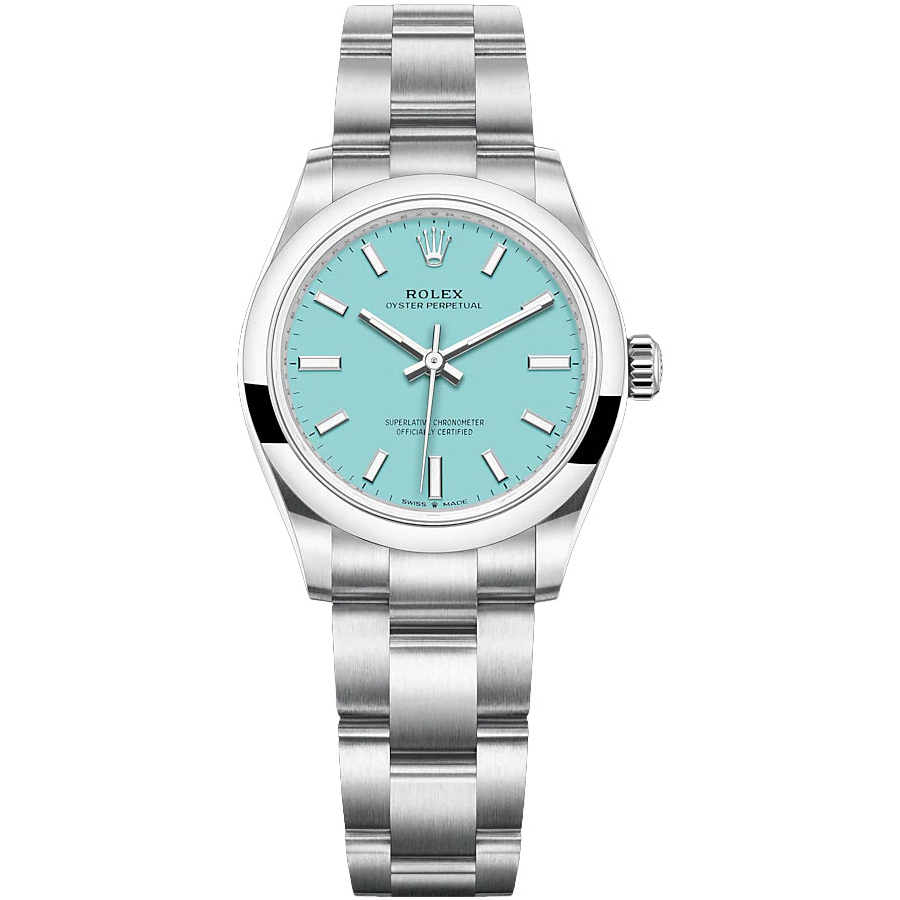 Rolex 1:1 Super Clone Oyster Perpetual Turquoise Blue Dial Domed Bezel 31mm 277200