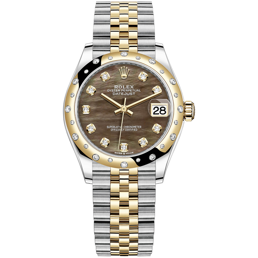 Rolex 1:1 Super Clone Datejust Black Mother Of Pearl Dial Diamond-Set Bezel 31mm 278343RBR
