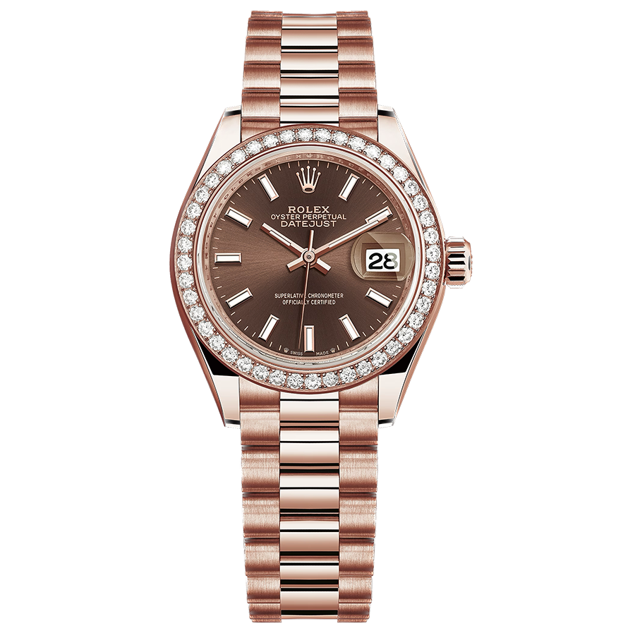 Rolex 1:1 Super Clone Lady-Datejust Chocolate Dial Diamond Bezel 28mm 279135RBR