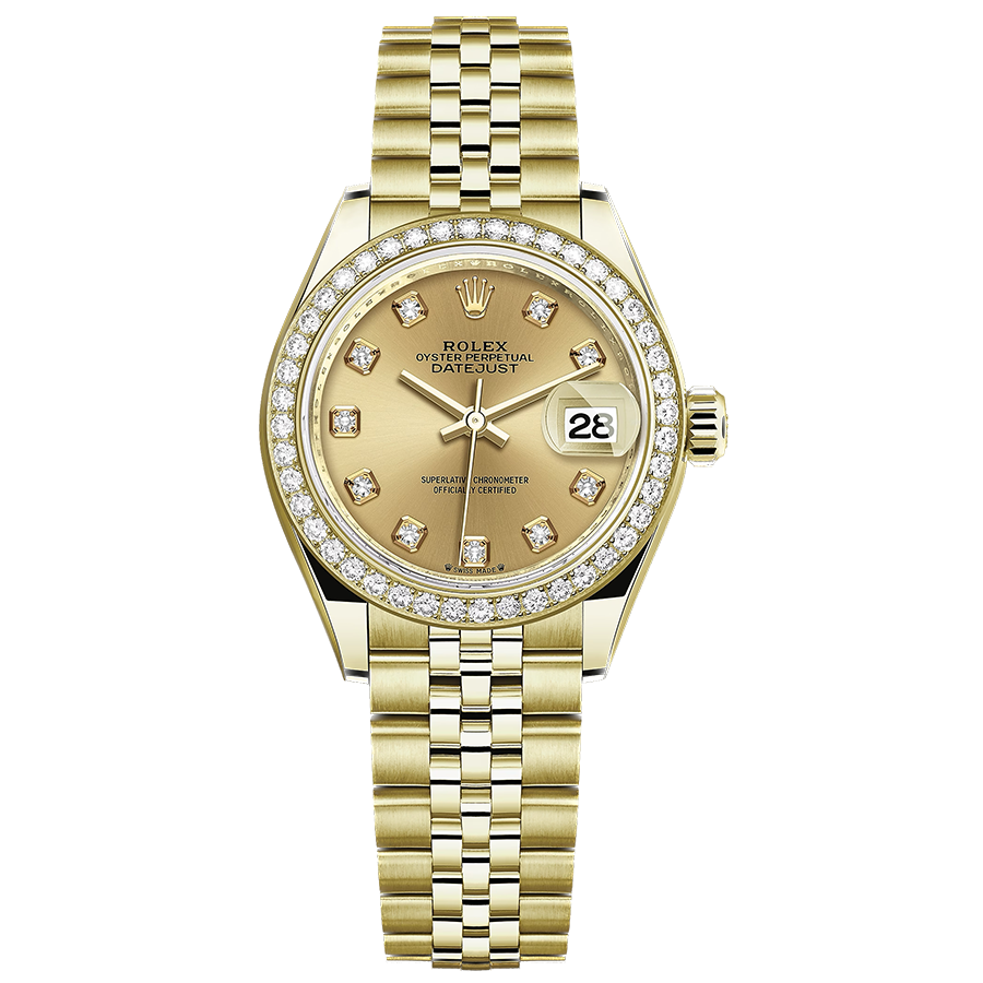 Rolex 1:1 Super Clone Lady-Datejust Champagne Diamond Dial Diamond Bezel 28mm 279138RBR