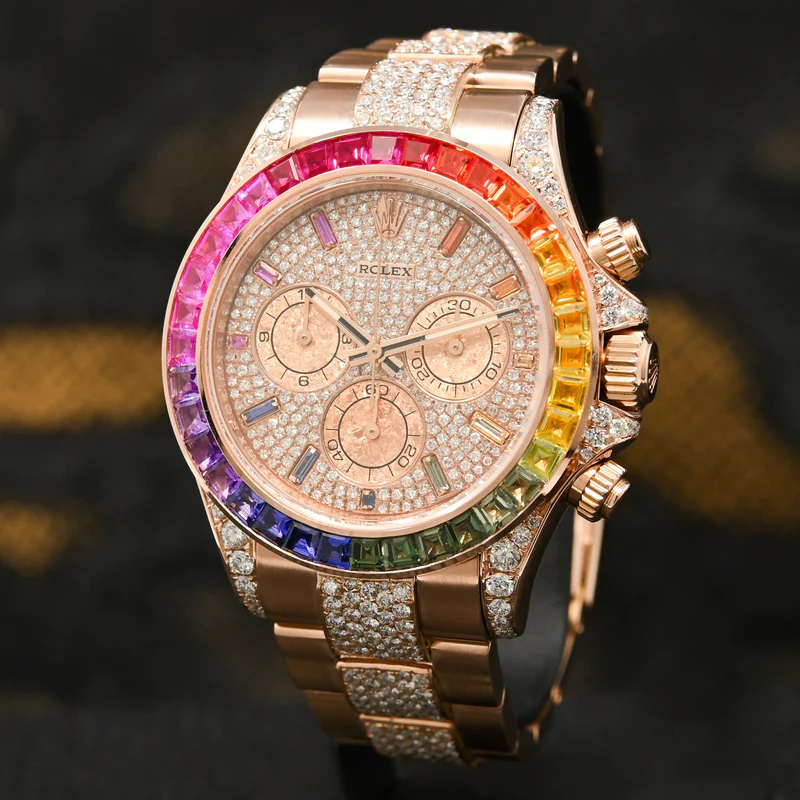 Rolex 1:1 Super Clone Cosmograph Daytona Rainbow Pave Rose Gold 116595rbow-0002