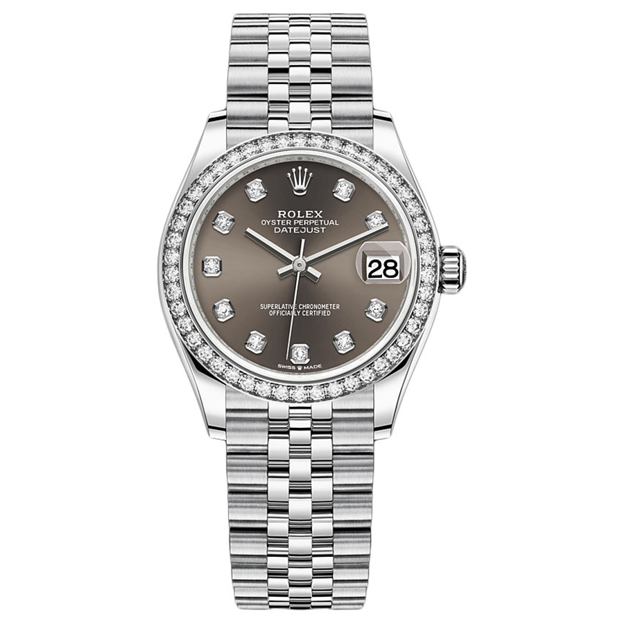 Rolex 1:1 Super Clone Datejust Dark Grey Diamond Dial Diamond Bezel 31mm 278384RBR