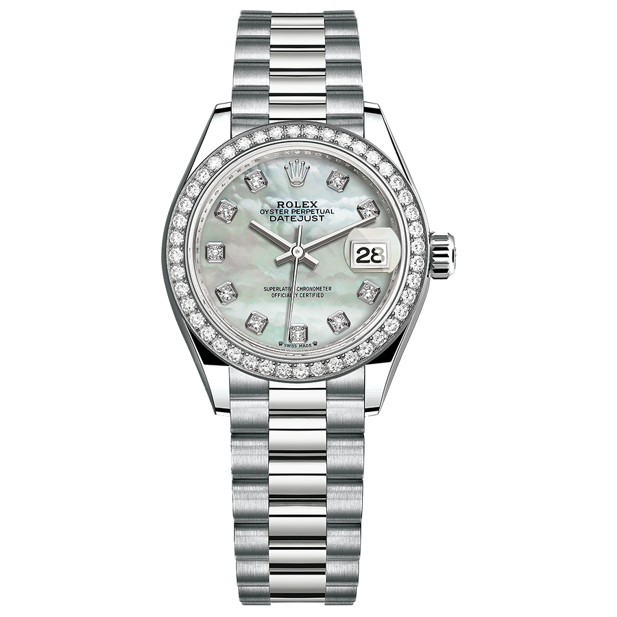 Rolex 1:1 Super Clone Lady-Datejust Mother Of Pearl Diamond Dial Diamond Bezel 28mm 279139RBR