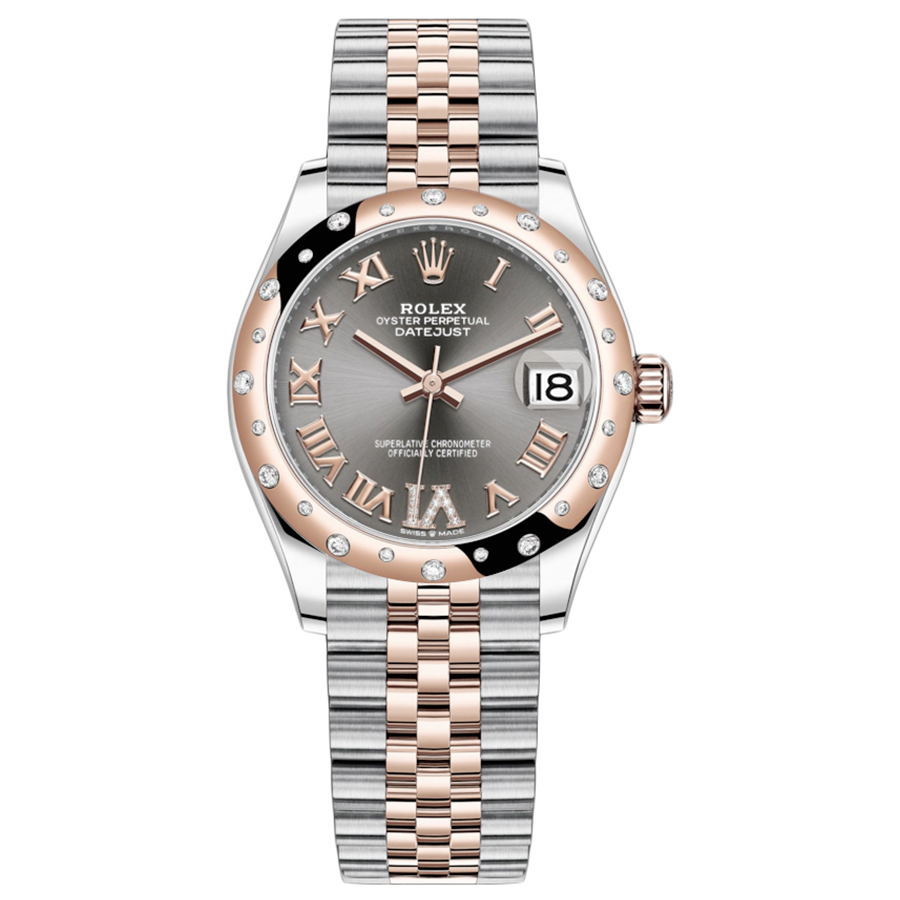 Rolex 1:1 Super Clone Datejust Slate Diamond Roman Numeral Dial Diamond-Set Bezel 31mm 278341RBR