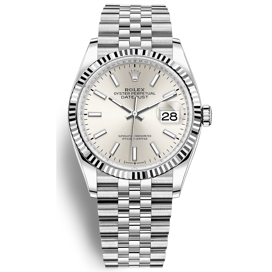 Rolex 1:1 Super Clone Datejust Silver Dial Fluted Bezel 36mm 126234