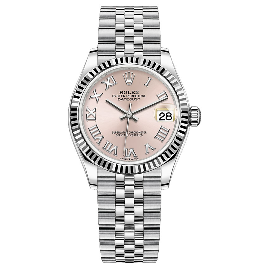 Rolex 1:1 Super Clone Datejust Pink Roman Numeral Dial Fluted Bezel 31mm 278274
