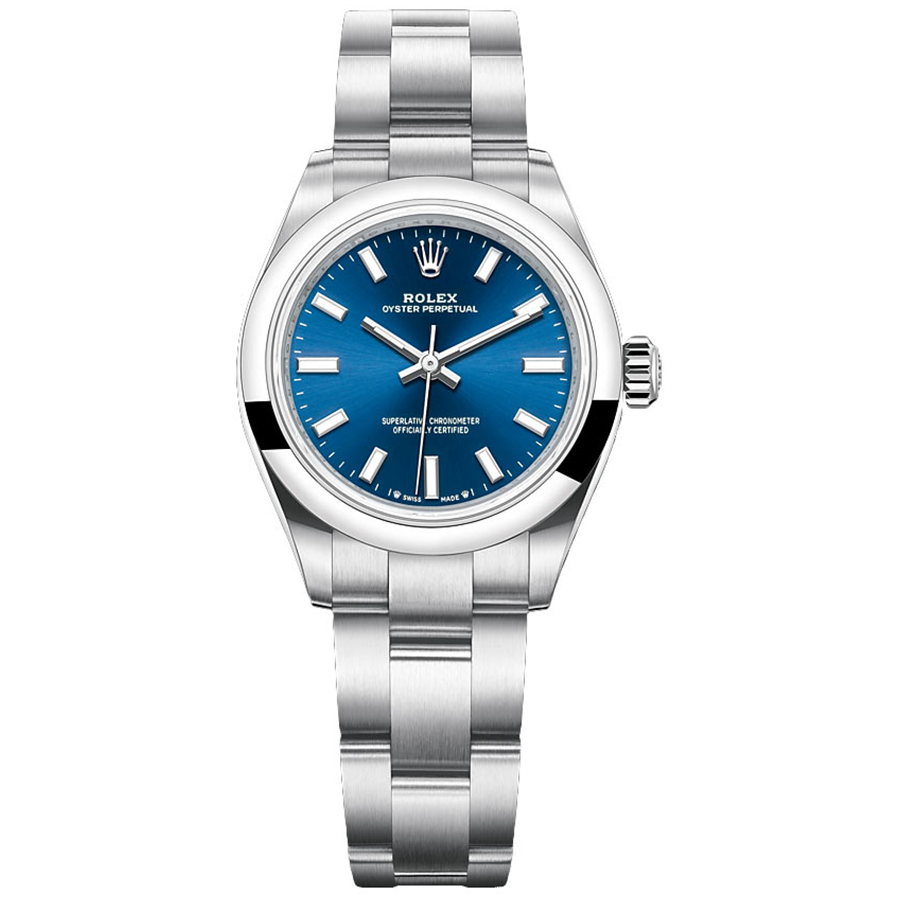 Rolex 1:1 Super Clone Oyster Perpetual Blue Dial Domed Bezel 28mm 276200