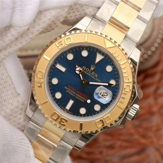 Rolex 1:1 Super Clone Yacht-Master 1 Goldmix ( Gold & Blue Dial ) Stainless Steel 40mm