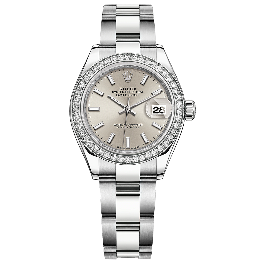 Rolex 1:1 Super Clone Lady-Datejust Silver Dial Diamond Bezel 28mm 279384RBR