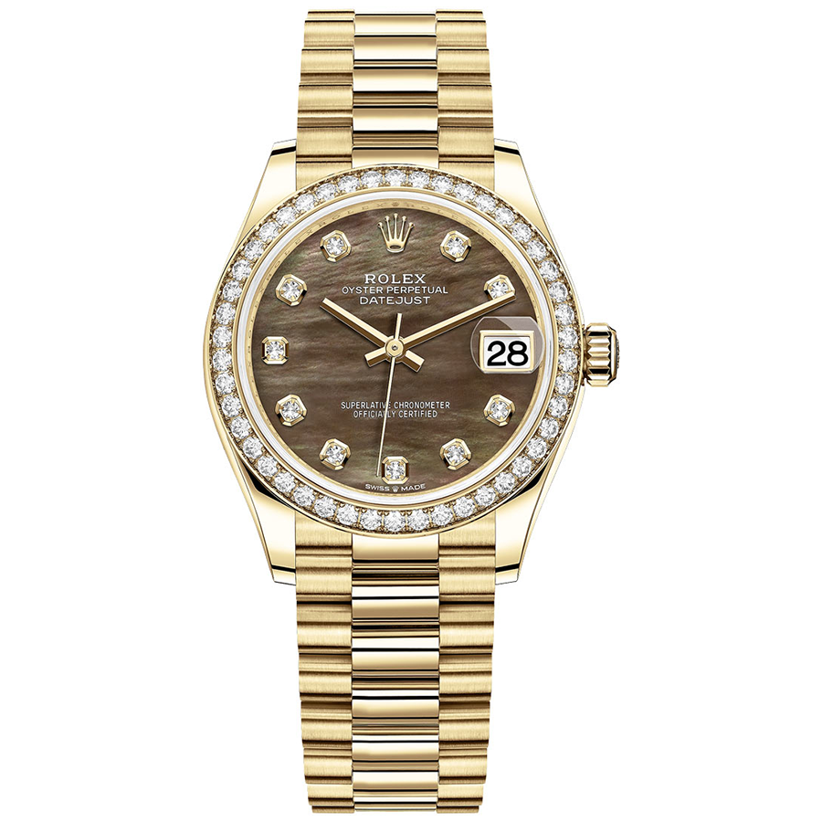Rolex 1:1 Super Clone Datejust Black Mother Of Pearl Diamond Dial Diamond Bezel 31mm 278288RBR
