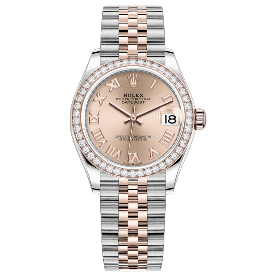 Rolex 1:1 Super Clone Datejust Rose Roman Numeral Dial Diamond Bezel 31mm 278381RBR